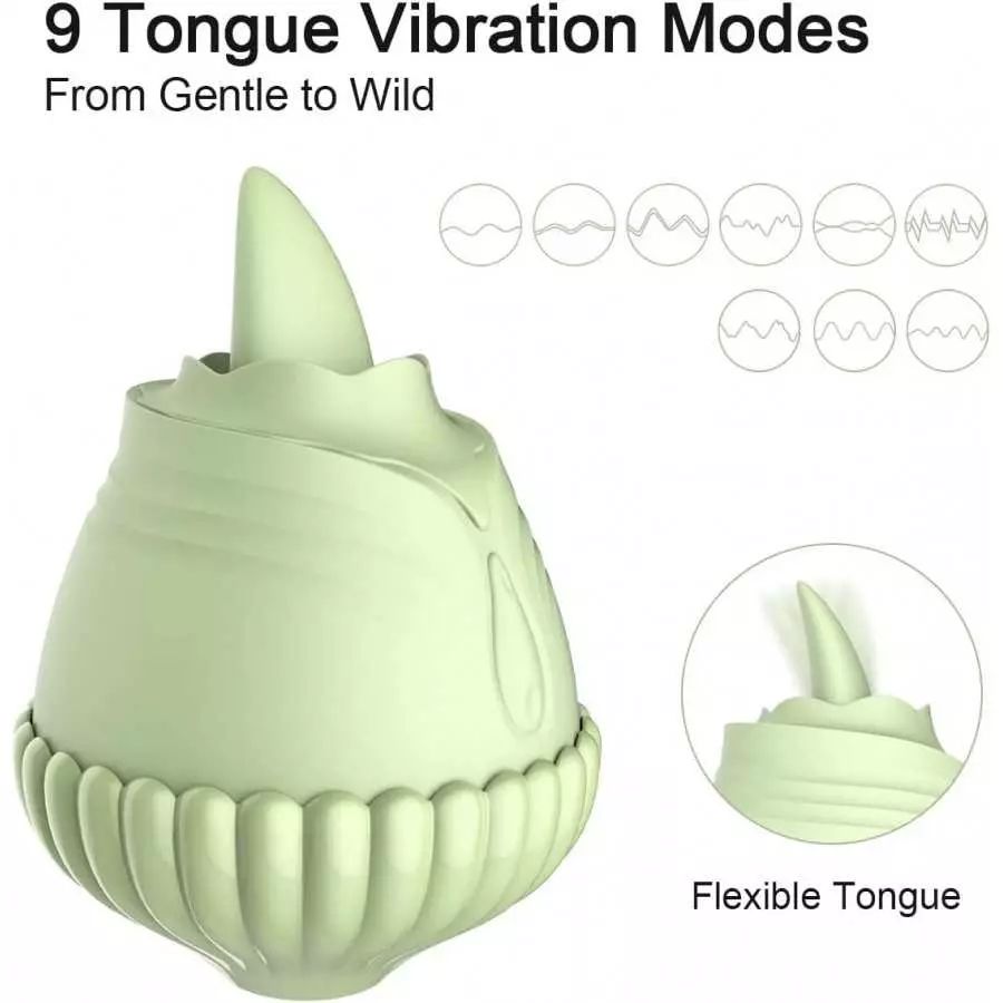 Rose Toy Vibrator, Clitoral Licking Tongue Vibrator, AIYULONG Licking & Vibrating Nipples Clitoral Stimulator with 9 Powerful Vi