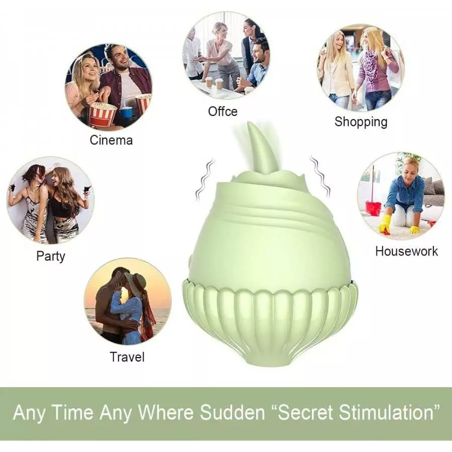 Rose Toy Vibrator, Clitoral Licking Tongue Vibrator, AIYULONG Licking & Vibrating Nipples Clitoral Stimulator with 9 Powerful Vi