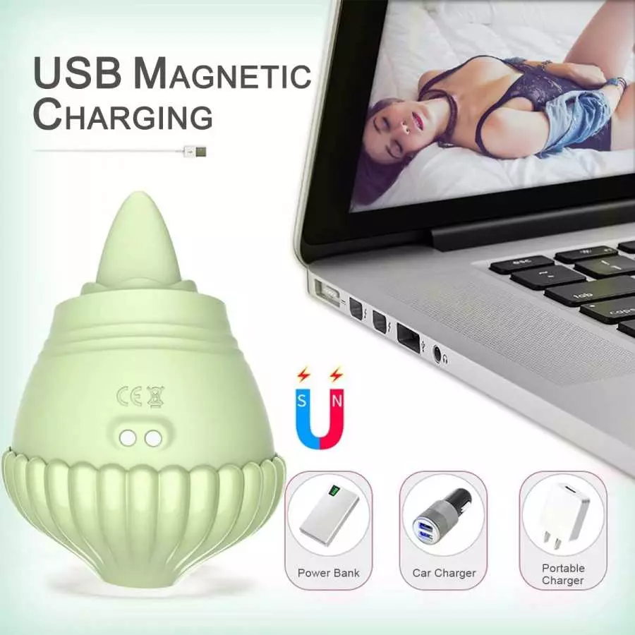 Rose Toy Vibrator, Clitoral Licking Tongue Vibrator, AIYULONG Licking & Vibrating Nipples Clitoral Stimulator with 9 Powerful Vi