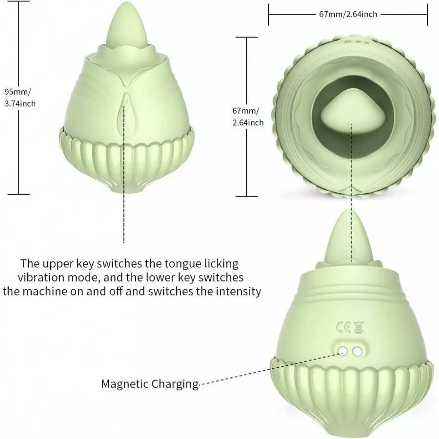 Rose Toy Vibrator, Clitoral Licking Tongue Vibrator, AIYULONG Licking & Vibrating Nipples Clitoral Stimulator with 9 Powerful Vi