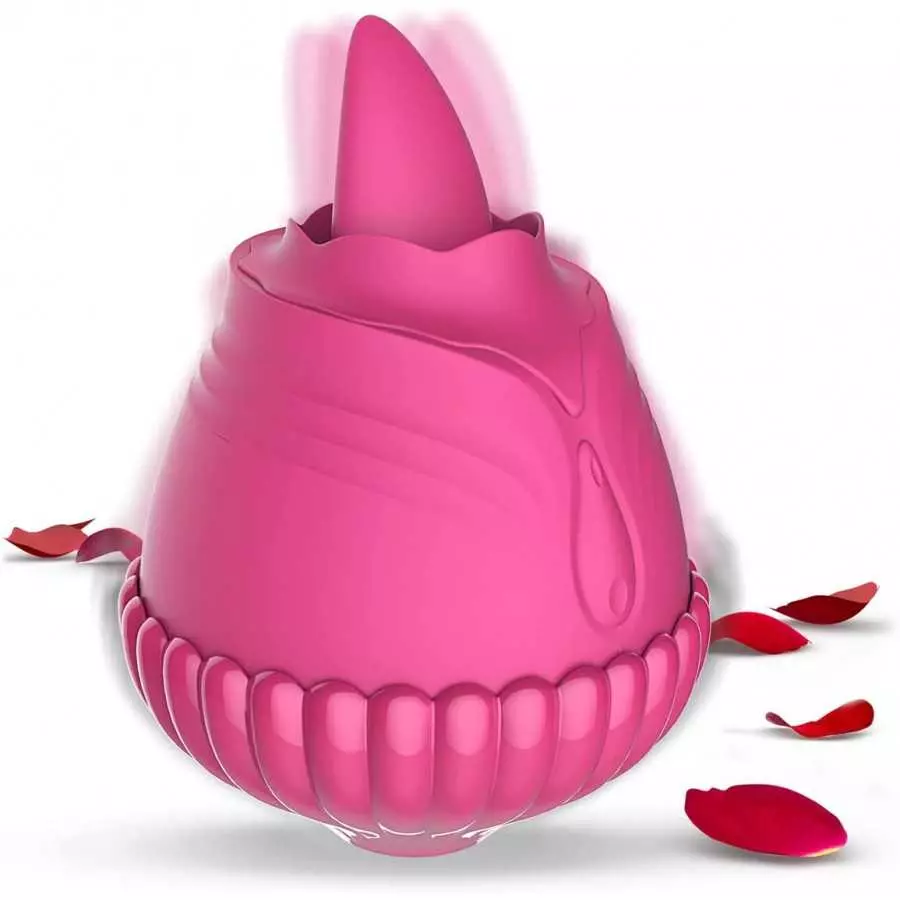 Rose Toy Vibrator, Clitoral Licking Tongue Vibrator, AIYULONG Licking & Vibrating Nipples Clitoral Stimulator with 9 Powerful Vi