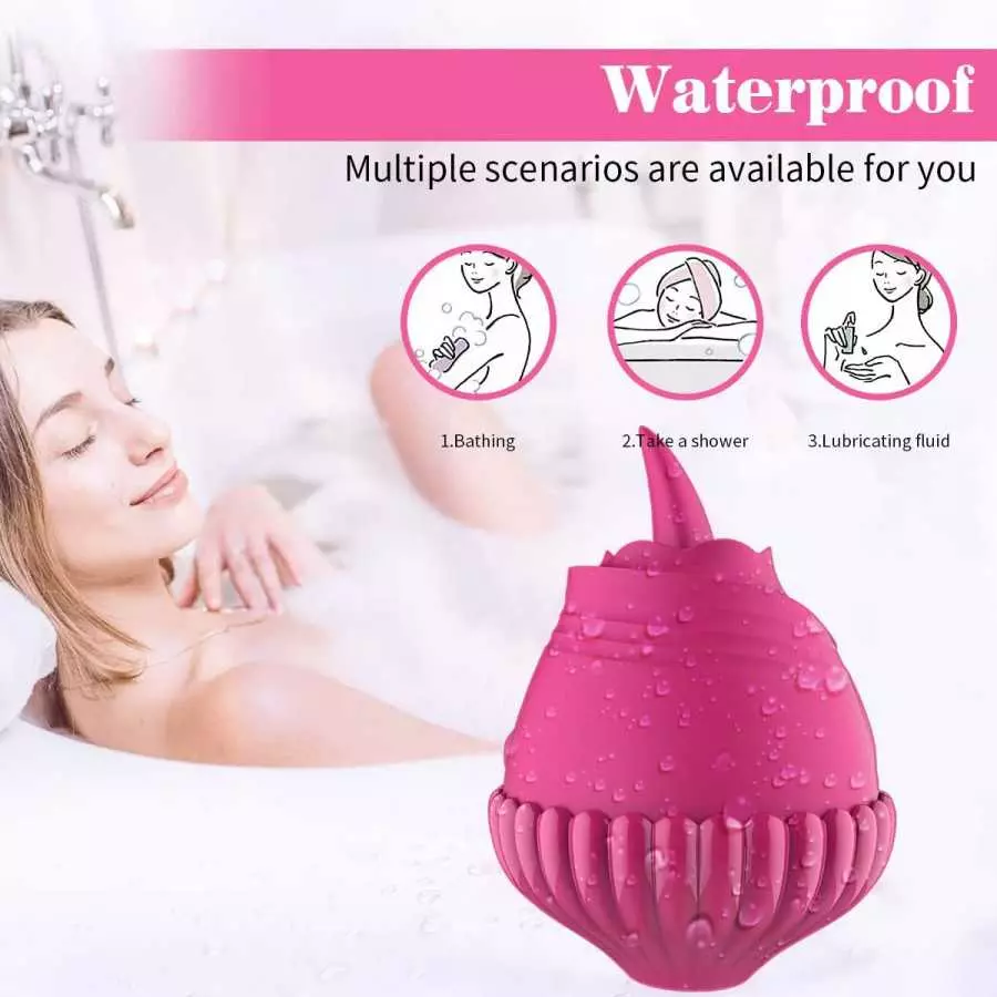 Rose Toy Vibrator, Clitoral Licking Tongue Vibrator, AIYULONG Licking & Vibrating Nipples Clitoral Stimulator with 9 Powerful Vi