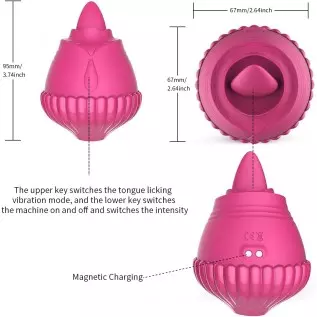 Rose Toy Vibrator, Clitoral Licking Tongue Vibrator, AIYULONG Licking & Vibrating Nipples Clitoral Stimulator with 9 Powerful Vi Rose Toy Vibrator, Clitoral Licking Tongue Vibrator, AIYULONG Licking & Vibrating Nipples Clitoral Stimulator with 9 Powerful Vi
