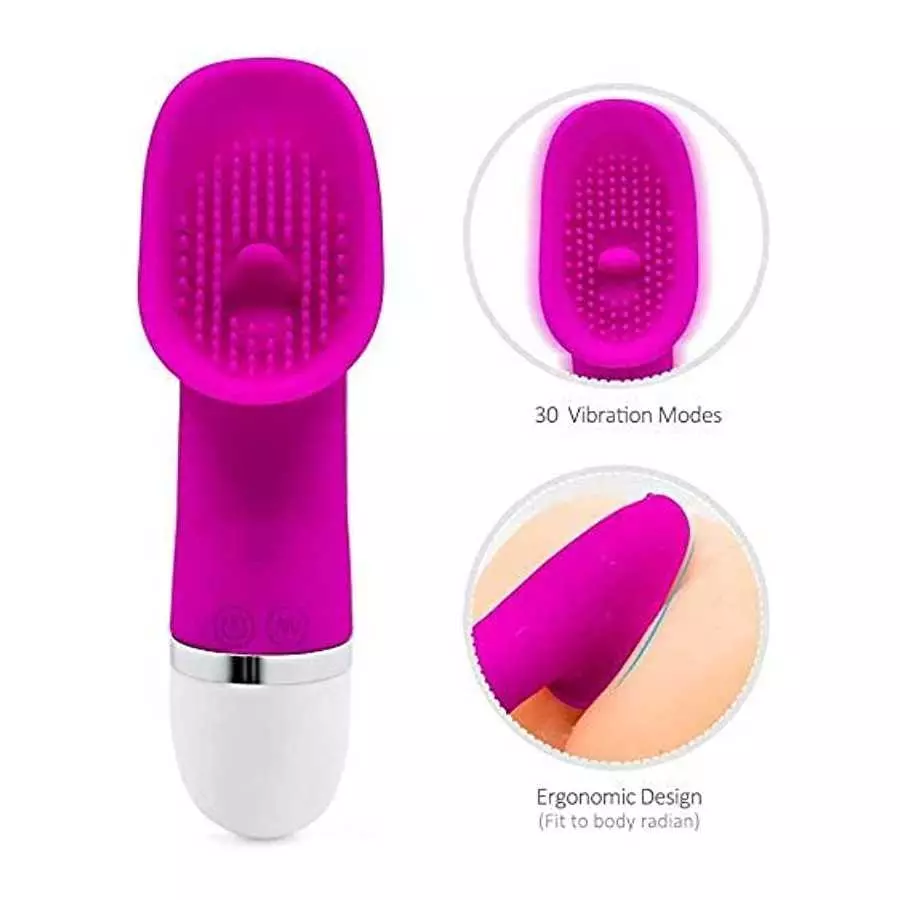 2 in 1 Clit Licking Vibrator G-Spot Dildo Massager, Clit Vibrator Rose Toy for Women with 10 Tongue Licking Vibration Modes G-Sp