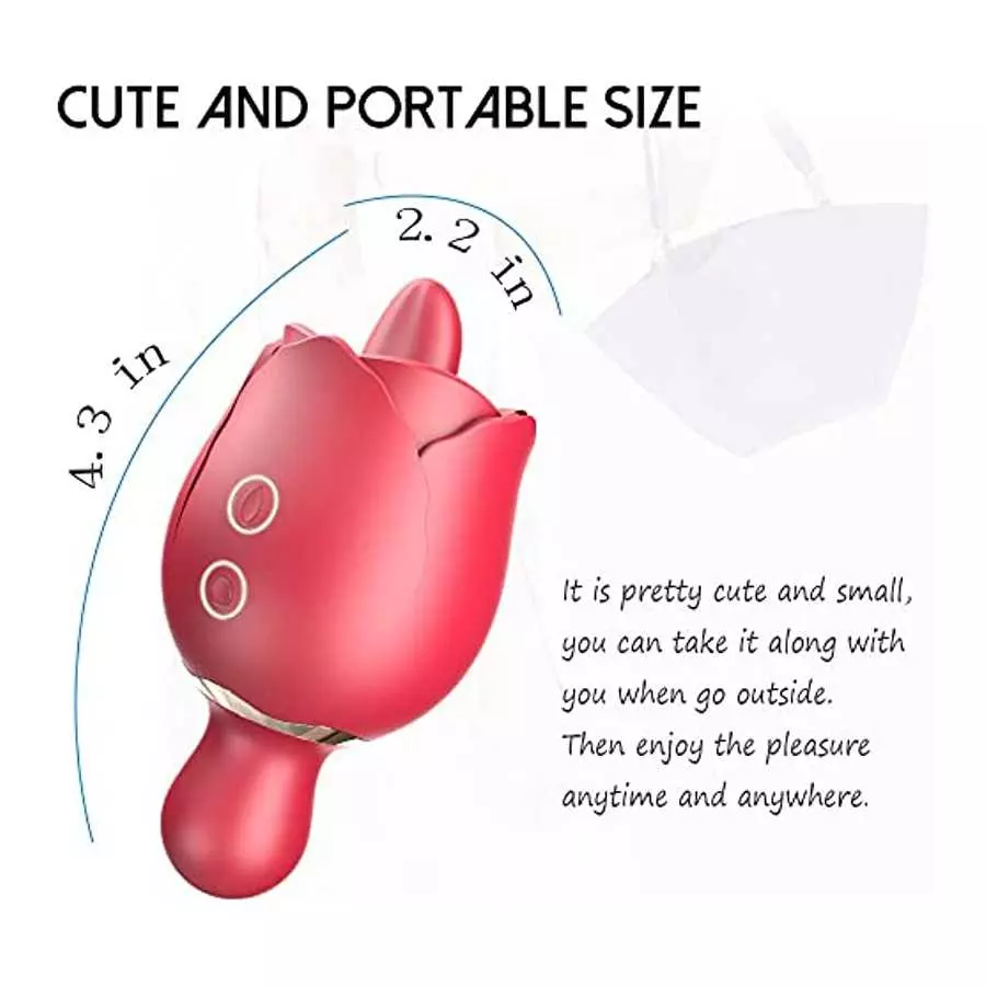 Rose Toy Vibrator for Women,Clitoral Vibrator Tongue Licking Stimulator for Clitoris,9 Vibration Speeds Clit Nipple Anus Massage