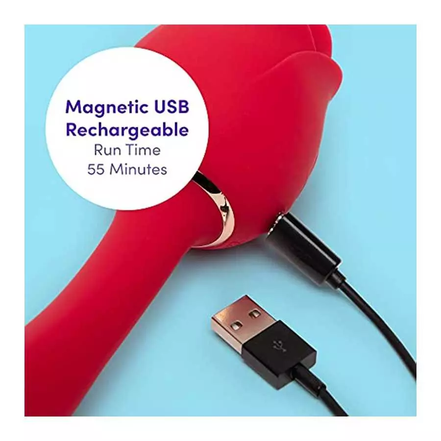 Lovehoney Floral Fantasy 2 in 1 Rose Clitoral Sucking Toy & G-Spot Vibrator – Rose Sex Toy Clit Sucker with 6 Suction Speeds – 5