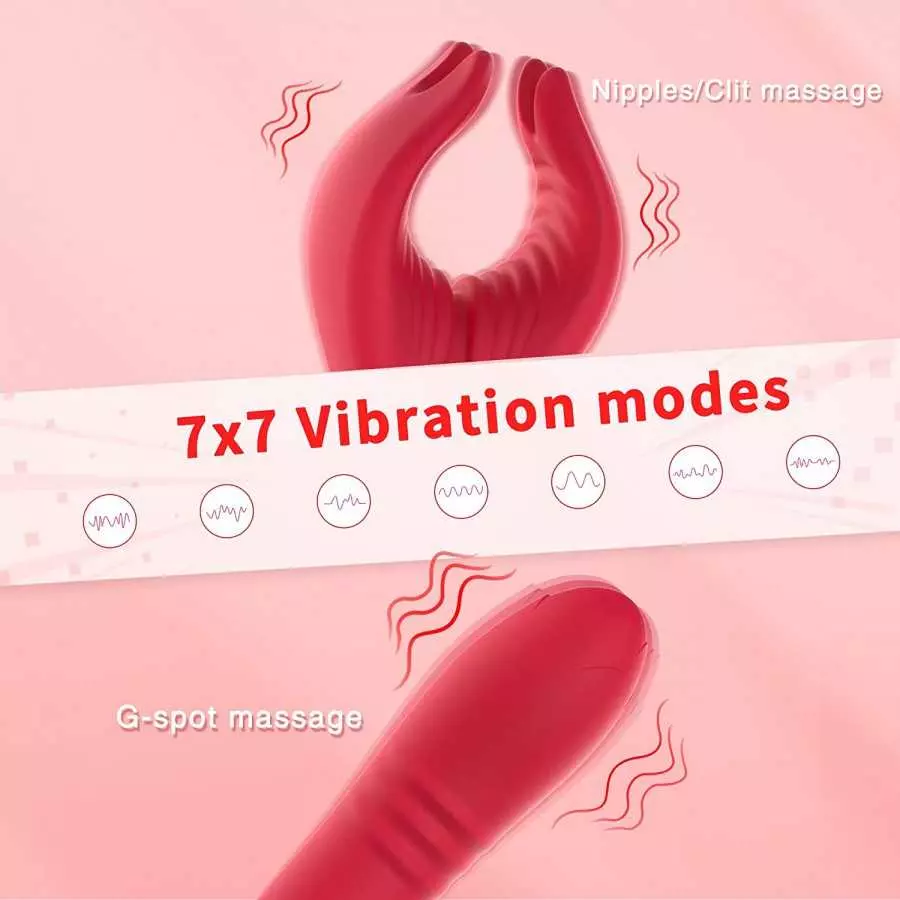 Clitoral G-spot Rose Vibrator, Clit Nipple Dildo Rabbit Vibrator, Alovegarden Clitoris Stimulator with 7 Powerful Vibration Adul