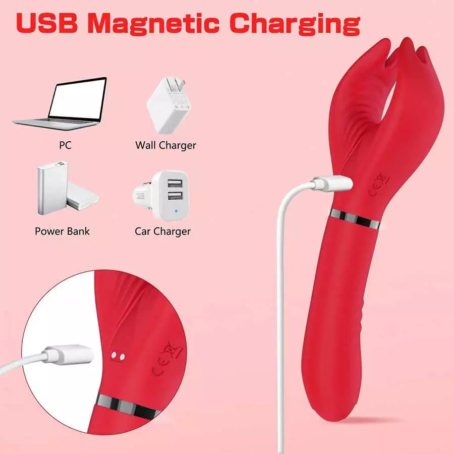 Clitoral G-spot Rose Vibrator, Clit Nipple Dildo Rabbit Vibrator, Alovegarden Clitoris Stimulator with 7 Powerful Vibration Adul