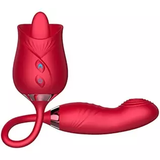 PowerRider Clitoral Stimulator Rose Toy for Woman Dildo Vibrator Rose Sex Stimulator for Women with 4*10 Modes, 4 in 1 Tongue Li