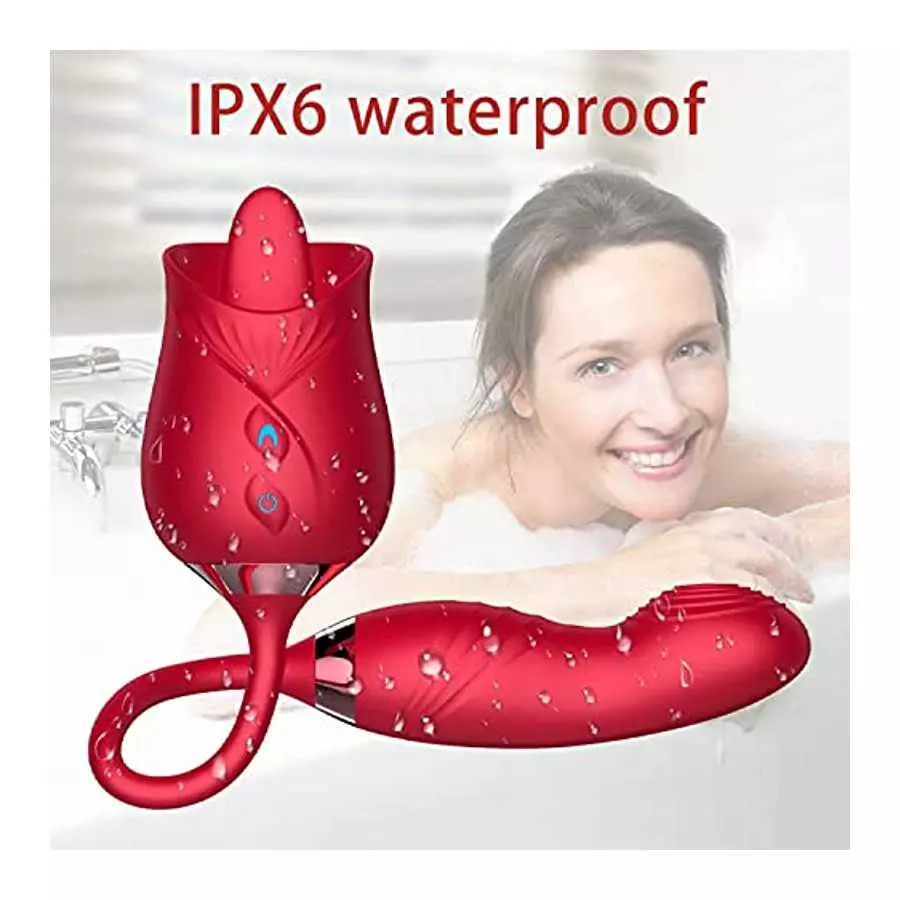 PowerRider Clitoral Stimulator Rose Toy for Woman Dildo Vibrator Rose Sex Stimulator for Women with 4*10 Modes, 4 in 1 Tongue Li