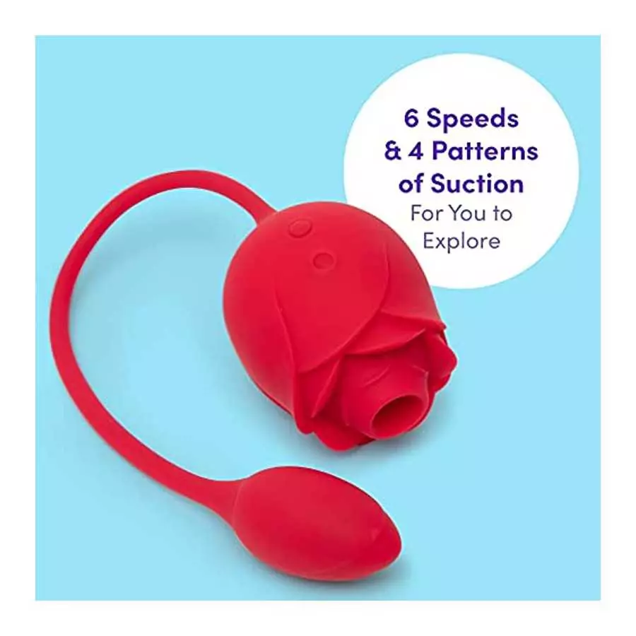 Lovehoney Rose Glow 2 in 1 Rose Clitoral Sucking Toy & Love Egg Vibrator – Rose Sex Toy Clit Suction Stimulator with 6 Suction S