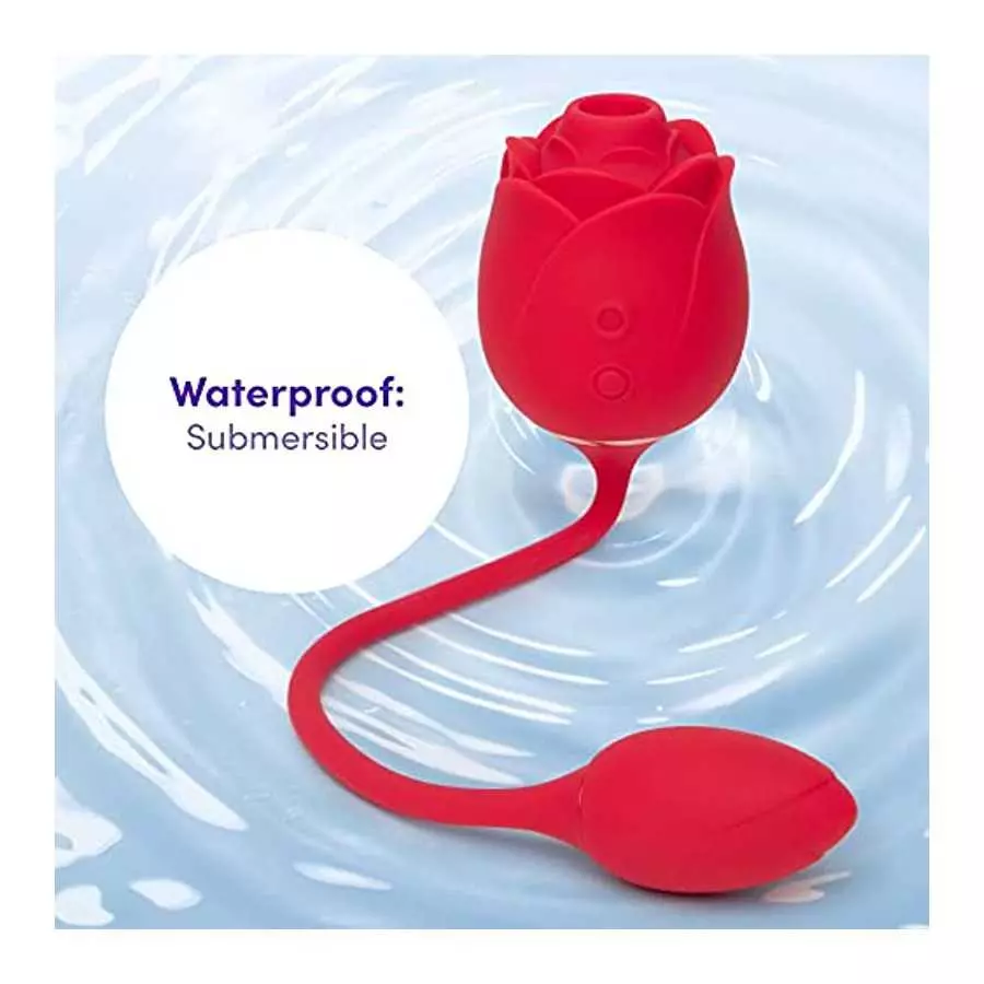 Lovehoney Rose Glow 2 in 1 Rose Clitoral Sucking Toy & Love Egg Vibrator – Rose Sex Toy Clit Suction Stimulator with 6 Suction S