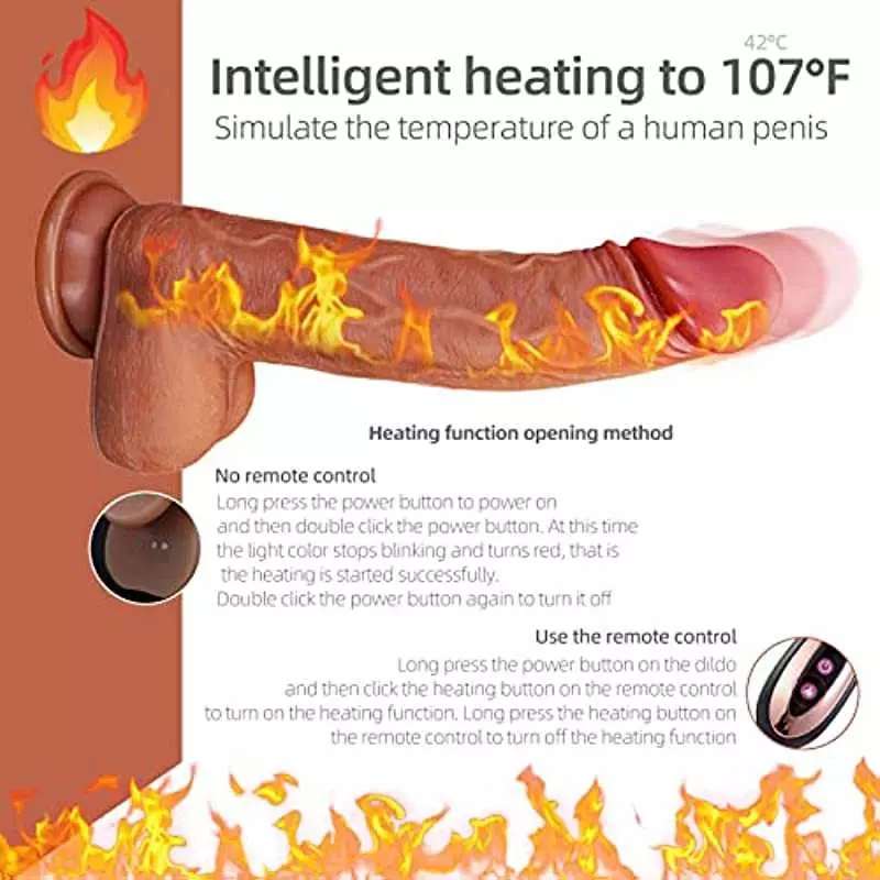 9.25”Thrusting Dildo Vibrator with Heating and Rotating, 9 Modes Vibration and Swing, Silicone Realistic Vibrating Dildos with R