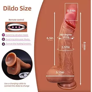 9.25”Thrusting Dildo Vibrator with Heating and Rotating, 9 Modes Vibration and Swing, Silicone Realistic Vibrating Dildos with R