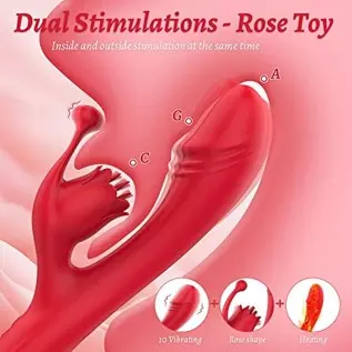 Rabbit Vibrator Clitoral Dildo with Heating, PUWCBZE Rose Toy G-Spot & Clitoris Stimulator, 10 Vibration Modes & Flapping Sex To Rabbit Vibrator Clitoral Dildo with Heating, PUWCBZE Rose Toy G-Spot & Clitoris Stimulator, 10 Vibration Modes & Flapping Sex To
