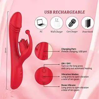 Rabbit Vibrator Clitoral Dildo with Heating, PUWCBZE Rose Toy G-Spot & Clitoris Stimulator, 10 Vibration Modes & Flapping Sex To Rabbit Vibrator Clitoral Dildo with Heating, PUWCBZE Rose Toy G-Spot & Clitoris Stimulator, 10 Vibration Modes & Flapping Sex To