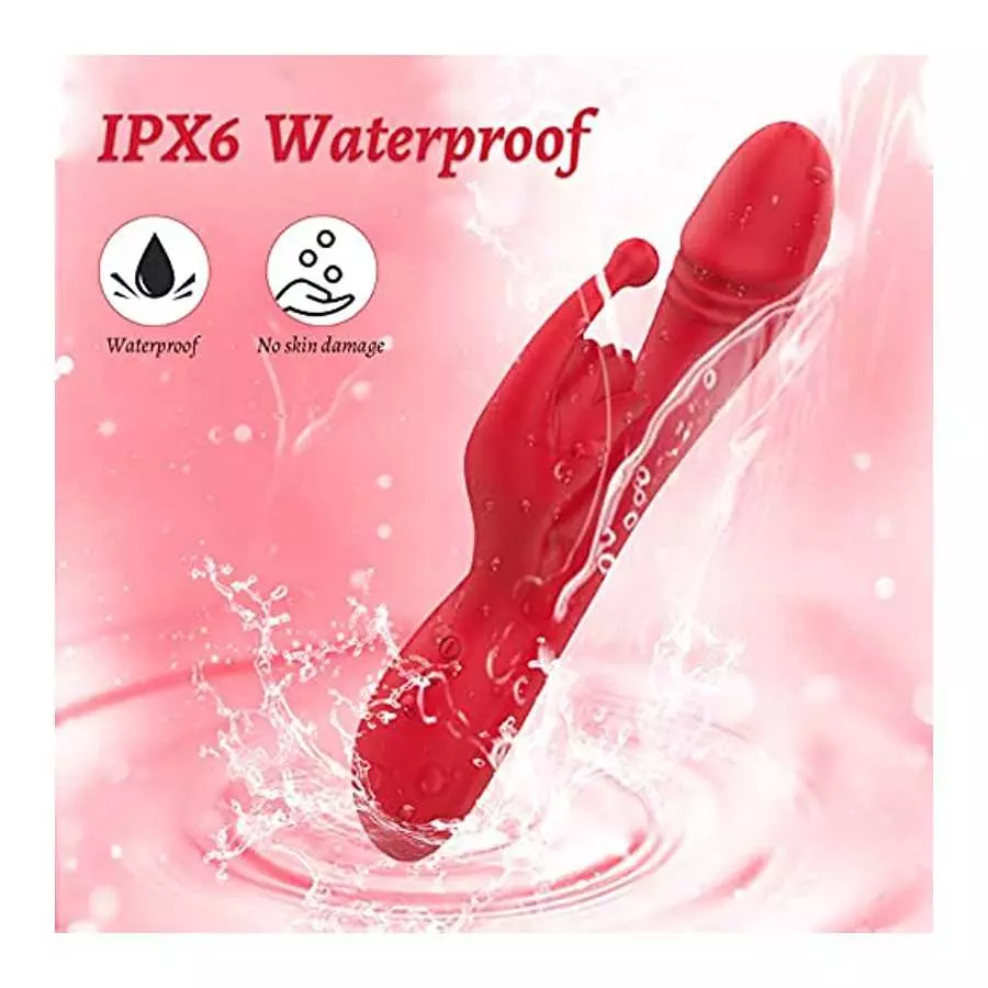 Rabbit Vibrator Clitoral Dildo with Heating, PUWCBZE Rose Toy G-Spot & Clitoris Stimulator, 10 Vibration Modes & Flapping Sex To