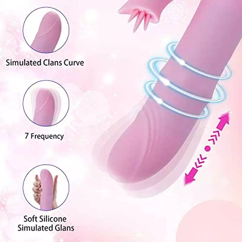 Rabbit Thrusting Dildo Vibrator,Rolling Beads G Spot Silicone Vibrator with 10 Vibration Adult Toys,Clitoris Stimulation Sex Toy