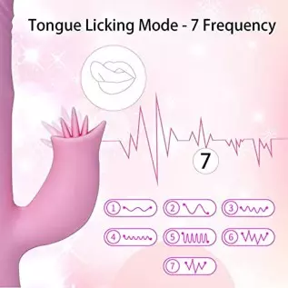 Rabbit Thrusting Dildo Vibrator,Rolling Beads G Spot Silicone Vibrator with 10 Vibration Adult Toys,Clitoris Stimulation Sex Toy