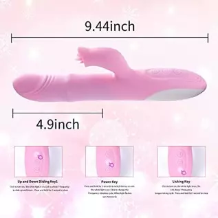 Rabbit Thrusting Dildo Vibrator,Rolling Beads G Spot Silicone Vibrator with 10 Vibration Adult Toys,Clitoris Stimulation Sex Toy