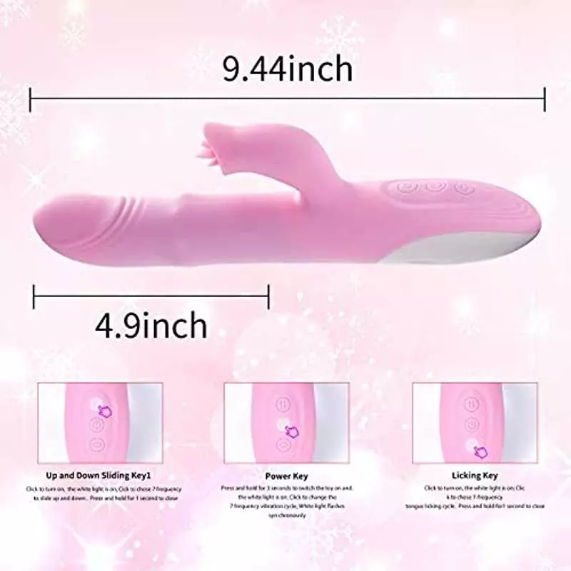 Rabbit Thrusting Dildo Vibrator,Rolling Beads G Spot Silicone Vibrator with 10 Vibration Adult Toys,Clitoris Stimulation Sex Toy