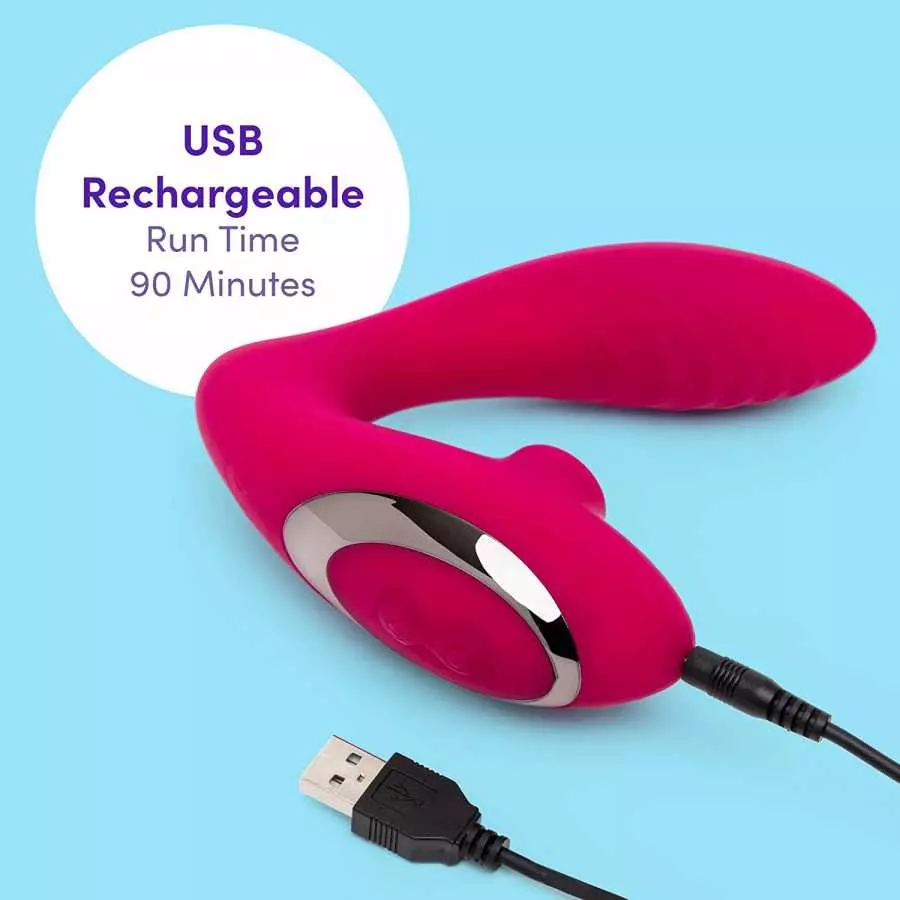 Lovehoney Indulge Clitoral Sucking Toy - Vibrating Sex Toy for Clit and G-spot Double Stimulation - Waterproof Sucker Vibrator -