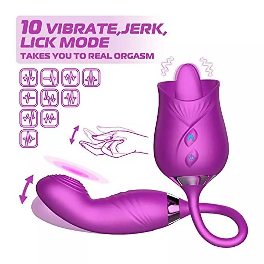 Squirting Toys for Woman Sex - 3 in 1 Vibrating Dildo Thrusting Toys for Woman G Spot,Vibration Tongue for Licking Clitoral Nipp