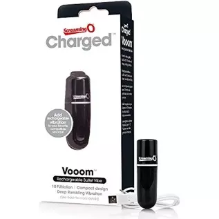 Screaming O Charged Vooom Rechargeable Bullet Vibe, Black