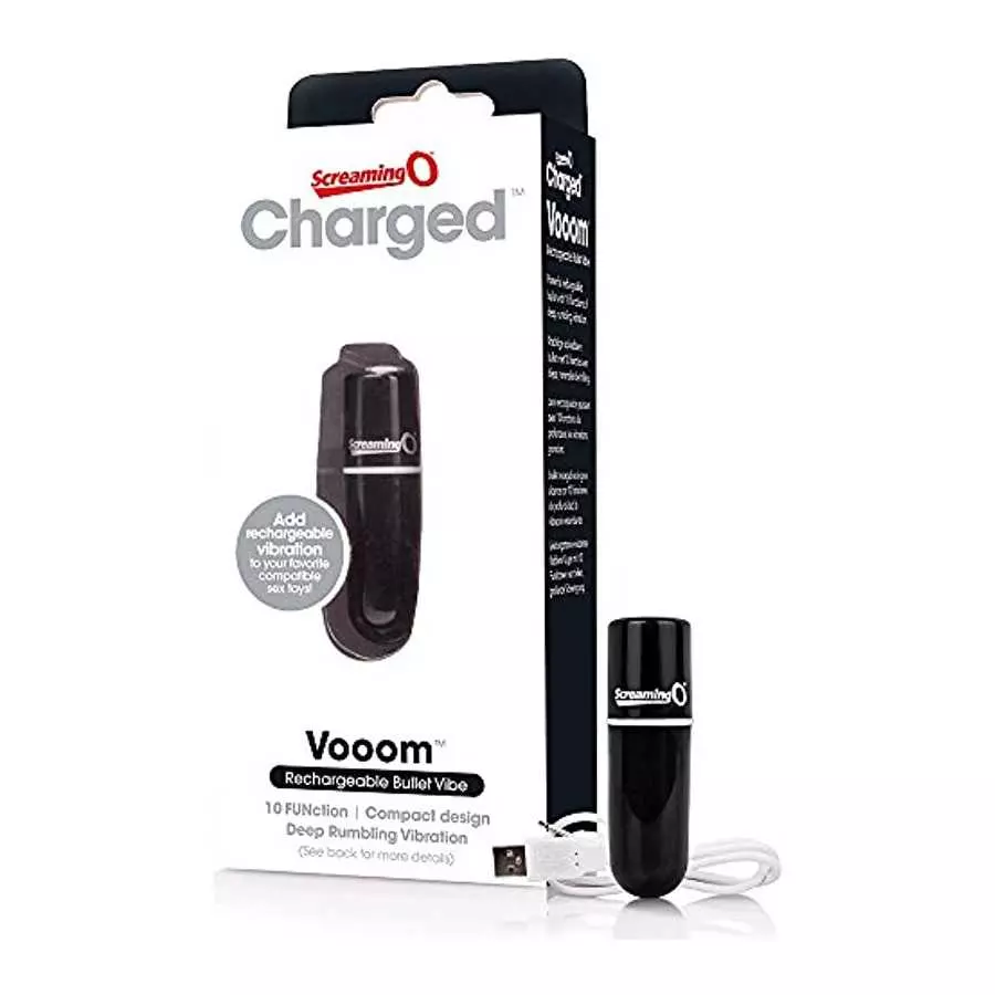 Screaming O Charged Vooom Rechargeable Bullet Vibe, Black Screaming O Charged Vooom Rechargeable Bullet Vibe, Black