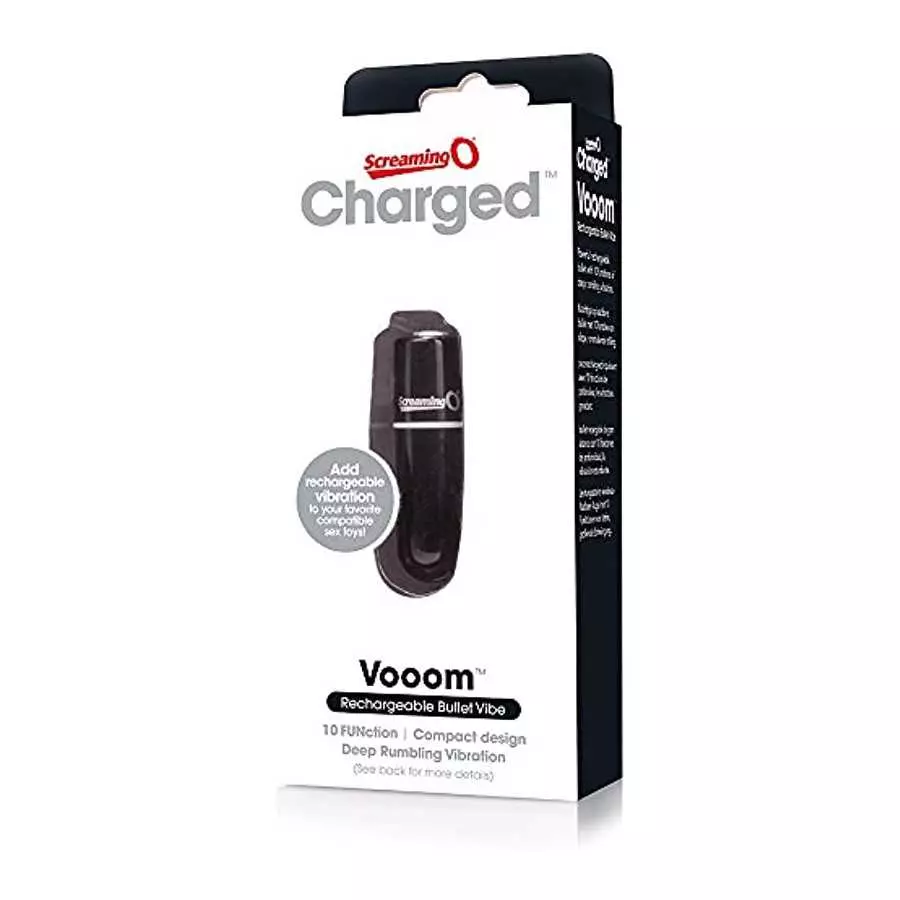 Screaming O Charged Vooom Rechargeable Bullet Vibe, Black