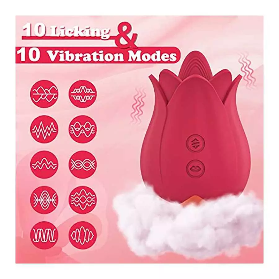 Rose Toy Vibrator for Women, XINBALE Tongue Licking Mini Clitoral Vibrator Stimulator with 7 Vibrating Pleasure for Clitoris & N