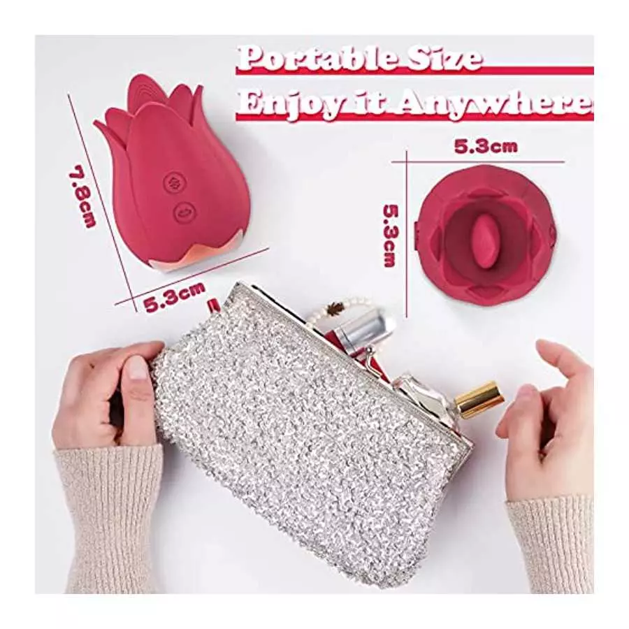 Rose Toy Vibrator for Women, XINBALE Tongue Licking Mini Clitoral Vibrator Stimulator with 7 Vibrating Pleasure for Clitoris & N