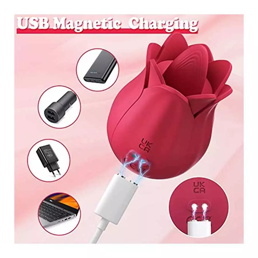 Rose Toy Vibrator for Women, XINBALE Tongue Licking Mini Clitoral Vibrator Stimulator with 7 Vibrating Pleasure for Clitoris & N