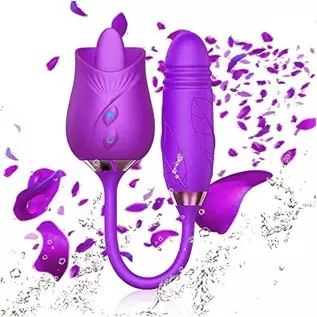 Rose Toy Vibrator for Women Tongue Licking Mini Clitoral Vibrator Stimulator with 10 Vibrating for Clitoris & Nipple Stimulation