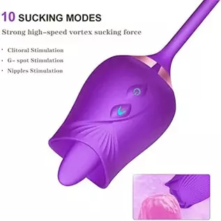 Rose Toy Vibrator for Women Tongue Licking Mini Clitoral Vibrator Stimulator with 10 Vibrating for Clitoris & Nipple Stimulation Rose Toy Vibrator for Women Tongue Licking Mini Clitoral Vibrator Stimulator with 10 Vibrating for Clitoris & Nipple Stimulation