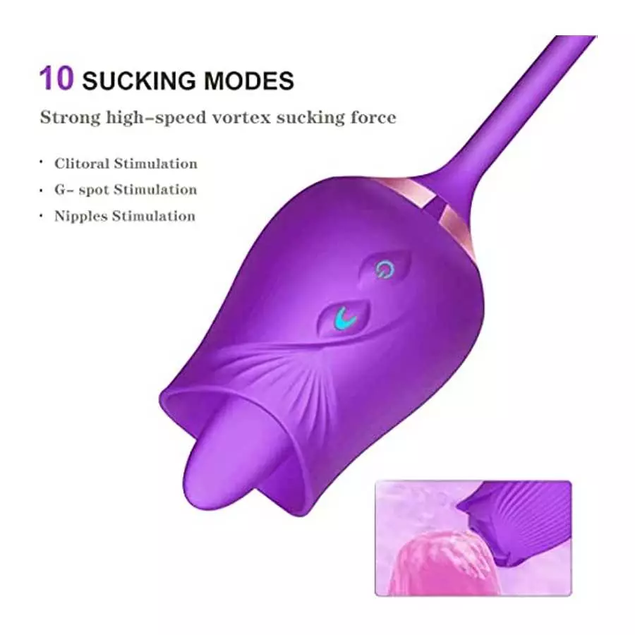Rose Toy Vibrator for Women Tongue Licking Mini Clitoral Vibrator Stimulator with 10 Vibrating for Clitoris & Nipple Stimulation