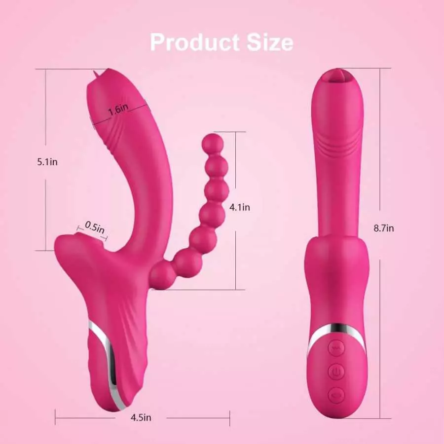 3 in 1 Clitoris Sucker Dildo Vibrator for Female G Spot Tongue Licking Clit Vacuum Stimulator Adults Sex Toys for Womans (Rose R