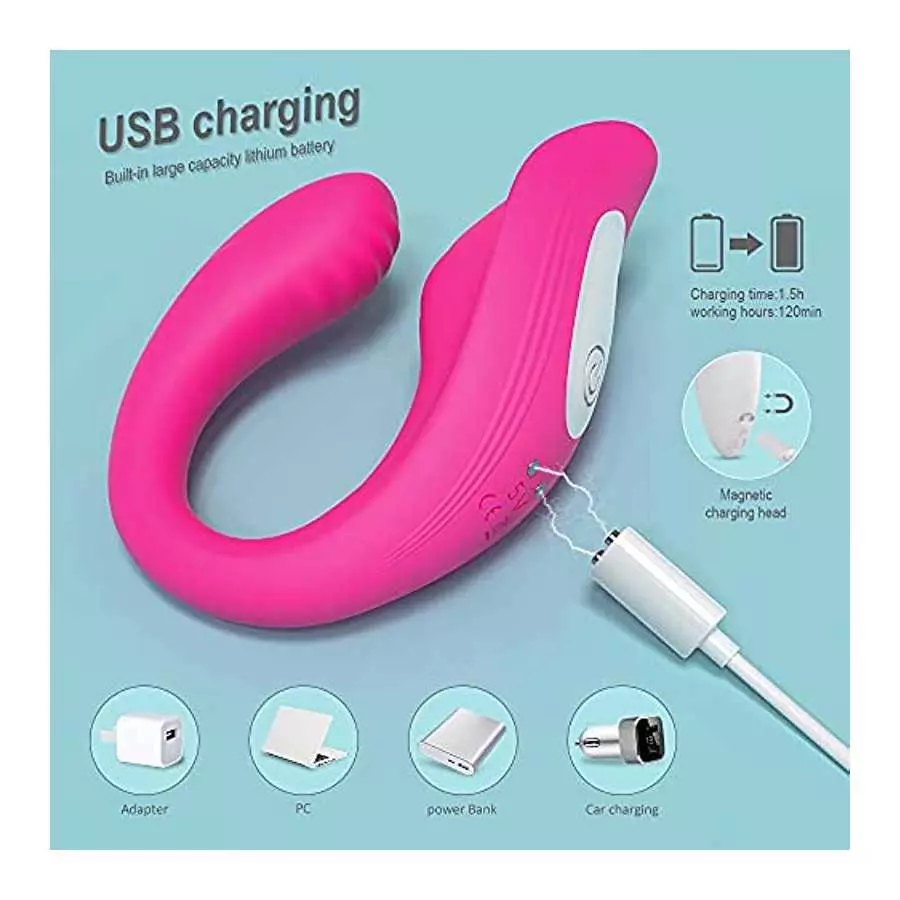 Waterproof Couples Vibrator with 2 Motors 9 Powerful Vibrations, Wireless Remote Control Clitoris G Spot Stimulator, Angle Adjus