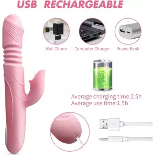 G-spot Vibrator with Tickler, Dual Motors Rechargeable Silicone Stimulator with 7 Vibration Modes Waterproof Sex Toys for Female