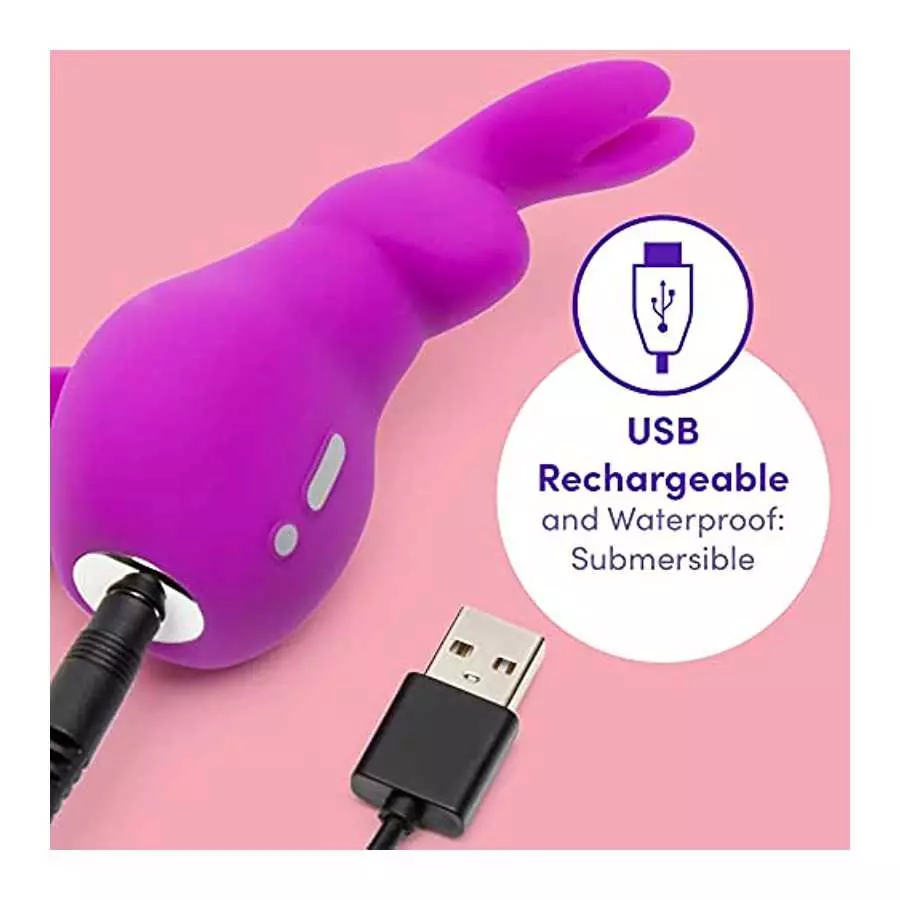 Lovehoney Happy Rabbit Mini Ears Clitoral Vibrator - Small Clitoral Rabbit Vibrator for Women - Thick Flexible Rabbit Ears - Rec