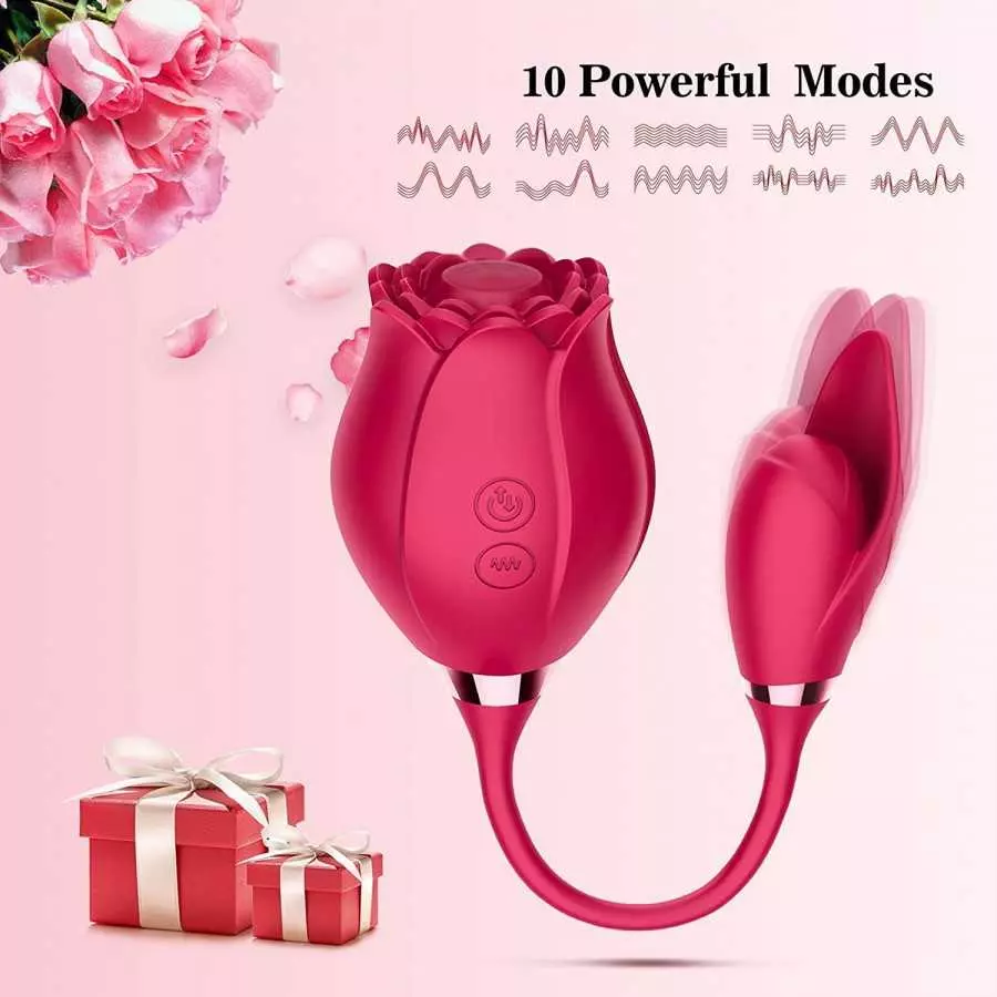 Clitoral G-spot Rose Vibrator Toy with Vibrating, Rose Toy for Women Vaginal Anal Stimulator Breast Nipple Egg Massager with 10 