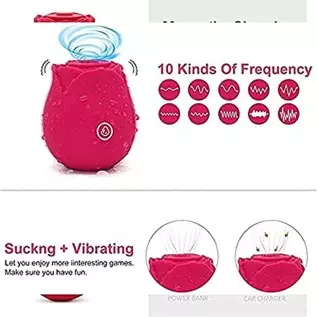 Dildo with 10 Modes, Rose Dildo with G-spot Stimulation, Adult Sex Toy for Women Red