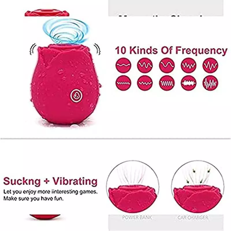 Dildo with 10 Modes, Rose Dildo with G-spot Stimulation, Adult Sex Toy for Women Red
