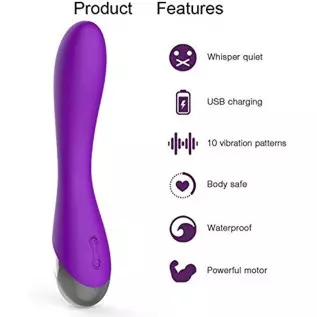 WD2819 Clitoral G-Spot Powerful Purple Vibrator, Clitoral Vibrator,Waterproof Dildo Clit Stimulator with 10 Vibration Modes Soft