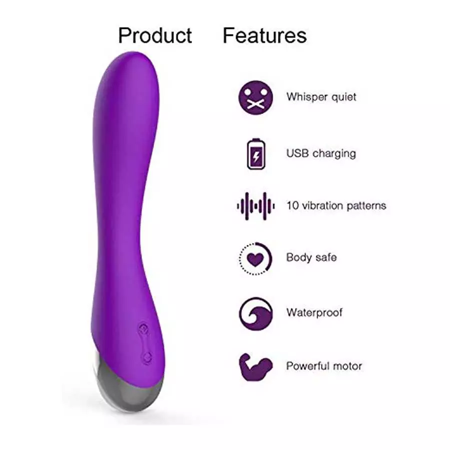 WD2819 Clitoral G-Spot Powerful Purple Vibrator, Clitoral Vibrator,Waterproof Dildo Clit Stimulator with 10 Vibration Modes Soft