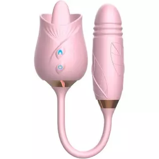 Rose Sex Stimulator for Women - 3 in 1 Clitoral Stimulator Rose Toy with Tongue Nipple Licking Thrusting G Spot Dildo with 9 Mod