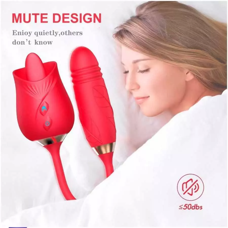 Rose Sex Toy for Women -Rose Sex Toy with Tongue Licking Vibrator for Women Rose Nipple Stimulation, Rechargeable Vibrating Mach
