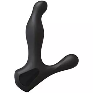 Rechargeable Silicone Prostate Massager - Perineum & Shaft Feature 10 Vibration Functions, Spinning Beads Provide Rimming Sensat