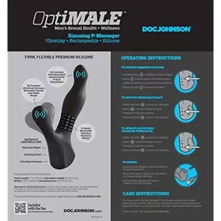 Doc Johnson OptiMALE™ - Rimming P-Massager - Rechargeable Silicone Prostate Massager - Perineum & Shaft Feature 10 Vibration Fun