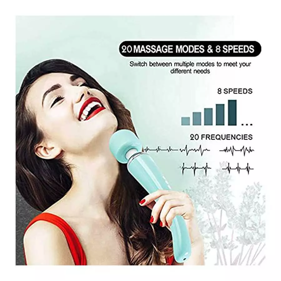 Cordless Wand Massager - Therapeutic Personal Massager - 8 Speeds 20 Vibrating Patterns - USB Rechargeable - Handheld Cordless a